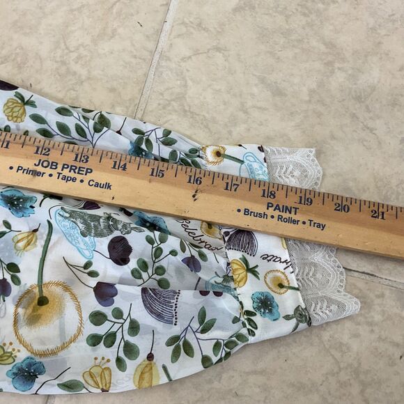 POL Lace detail button up blouse top women size L floral novelty print high neck - Picture 10 of 12